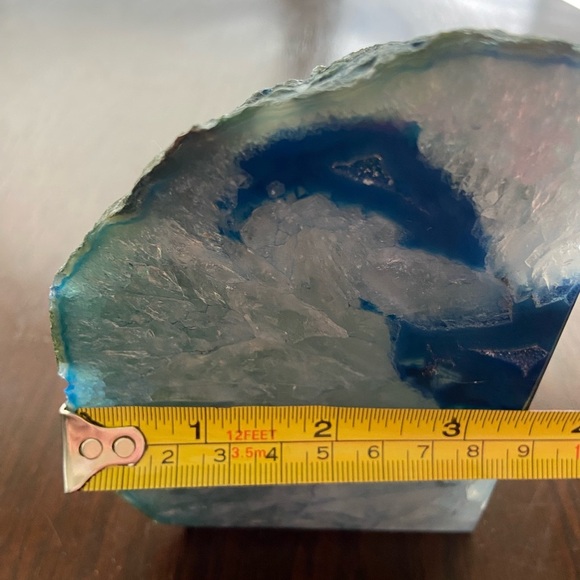 Agate Genuine Stone Blue Geode Wedge or Bookend - Picture 10 of 10
